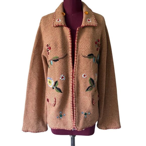 Soft Surroundings Embroidered Jewel Beaded Lambswool Angora Blazer Cardigan Size - Picture 1 of 11